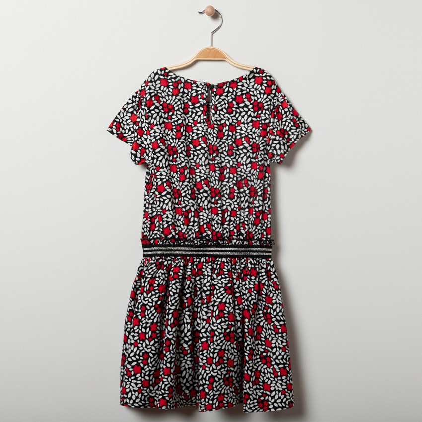 Φόρεμα κοντομάνικο με σχέδιο floral για κορίτσι 