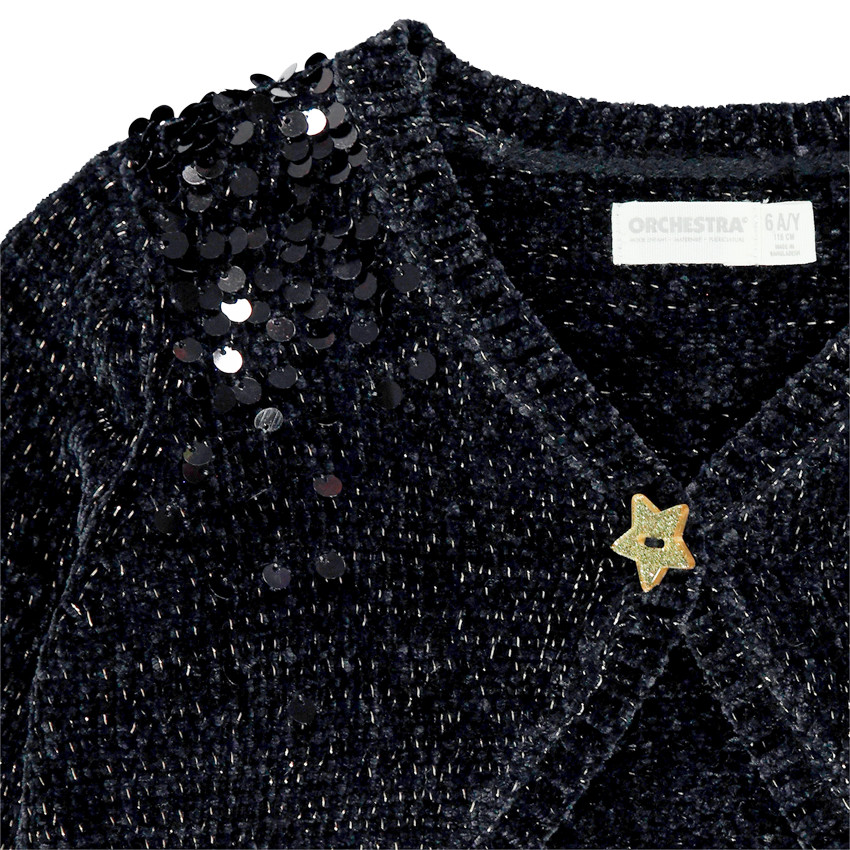 Boléro en maille chenille et sequins noirs 