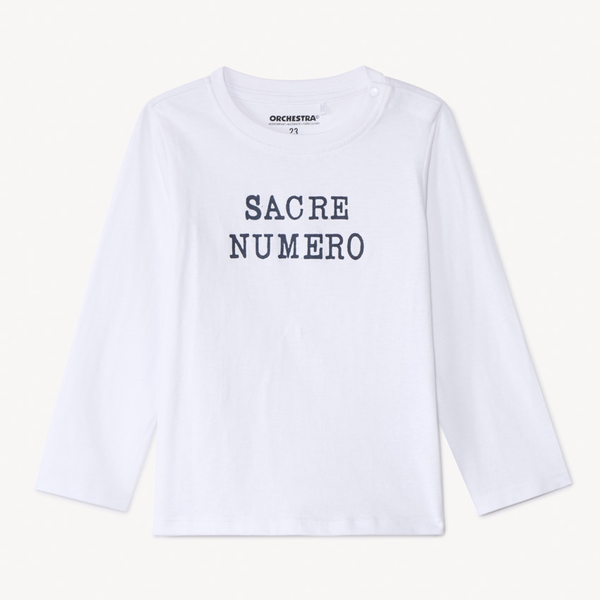 Μπλούζα μακρυμάνικη jersey μονόχρωμη με εκτύπωση για bebe αγόρι 