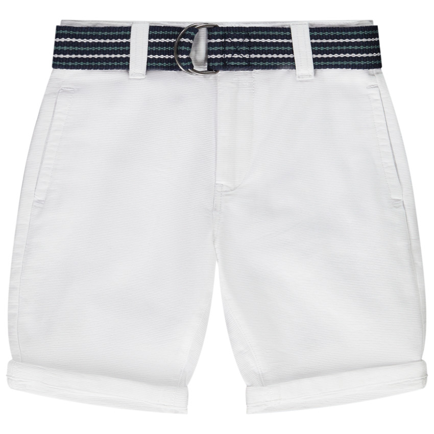 Βερμούδα από βαμβάκι με ριγέ ζώνη και διπλές αγκράφες για αγόρι 