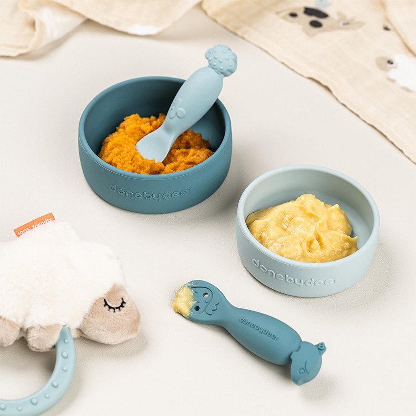 Εκπαιδευτικά Κουτάλια Από Σιλικόνη Tiny Farm Blue +0Μ 2 Τεμ  