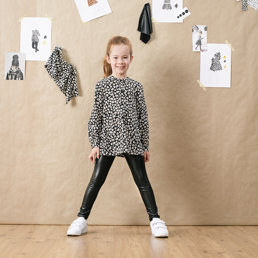 Tunique manches longues imprimée fleurs all-over 