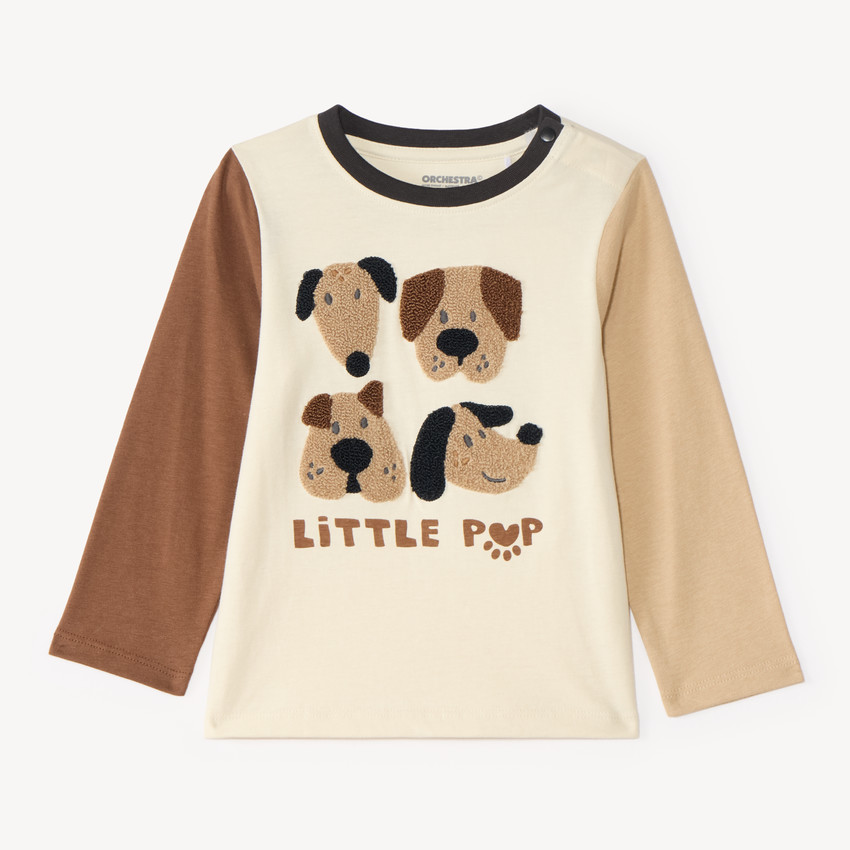 T-shirt à manches longues pour bébés garçons avec broderie en bouclette fantaisie. 