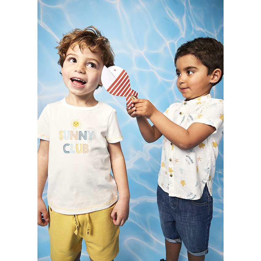 Κοντομάνικη πουκάμισο με φαντεζί σχέδιο για μωρό αγόρι 