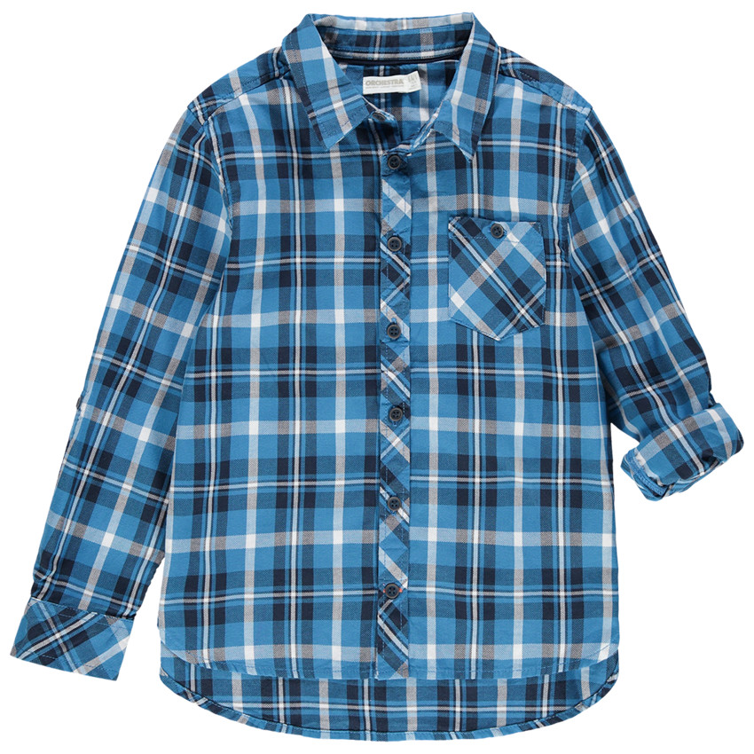 Μακρυμάνικο καρό πουκάμισο με τσέπη στο στήθος 