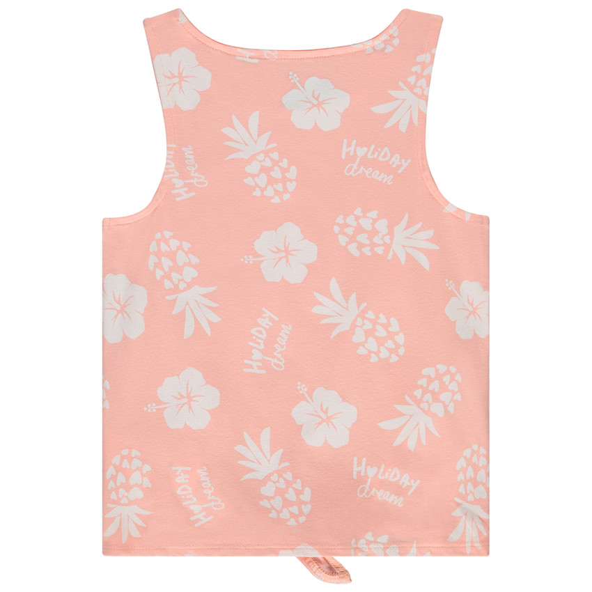 Αμάνικα μπλουζάκια κοραλί με φανταχτερό σχέδιο και διακοσμητικό φιόγκο για κορίτσι 