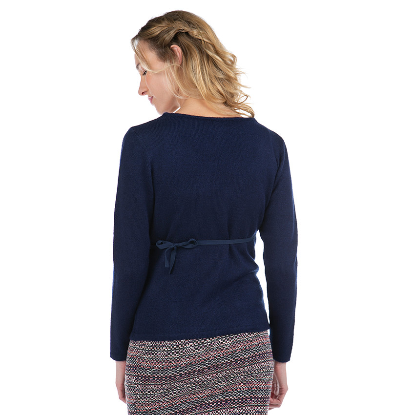 Πλεκτή ζακέτα εγκυμοσύνης με κρουαζέ άνοιγμα 