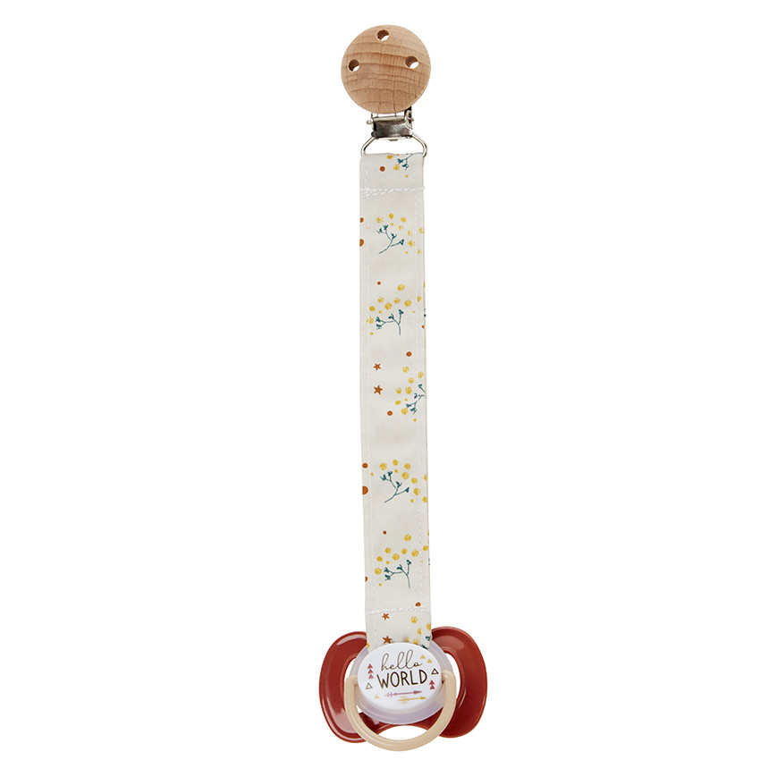 Κλιπ για πιπίλα από ξύλο με λουλούδια 