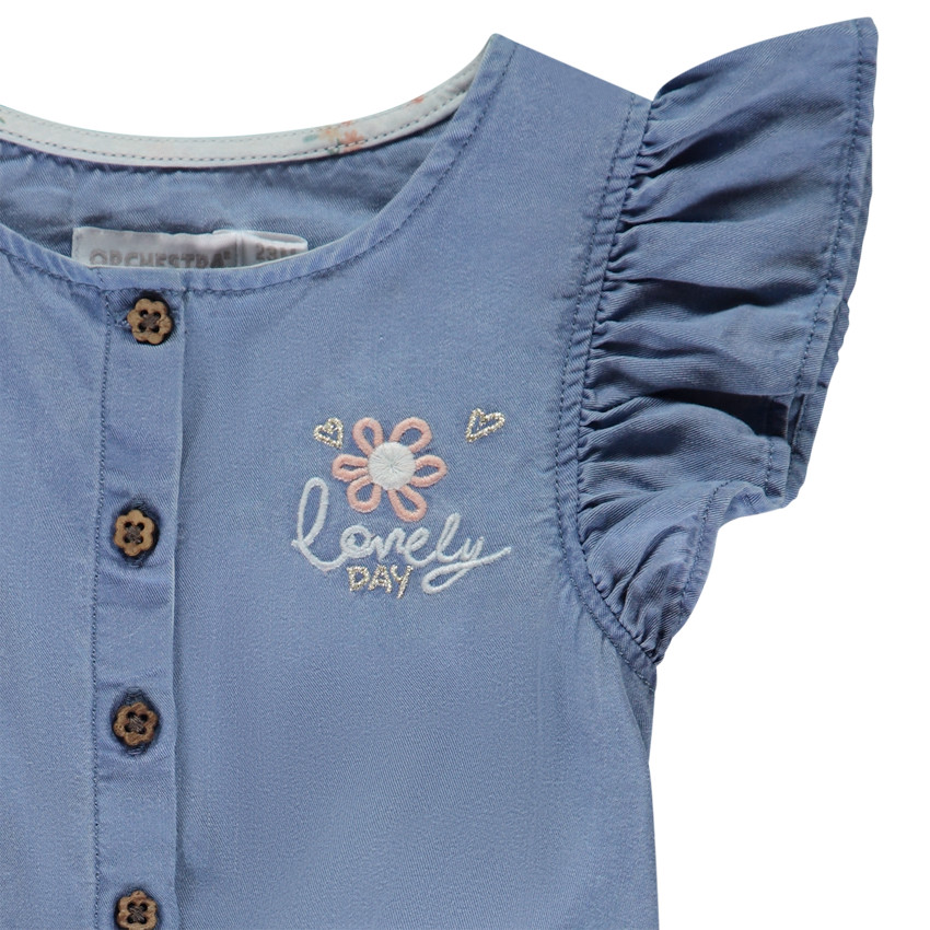 Κοντό combi φαντεζί με πλεκτή ζώνη για bebe κορίτσι 