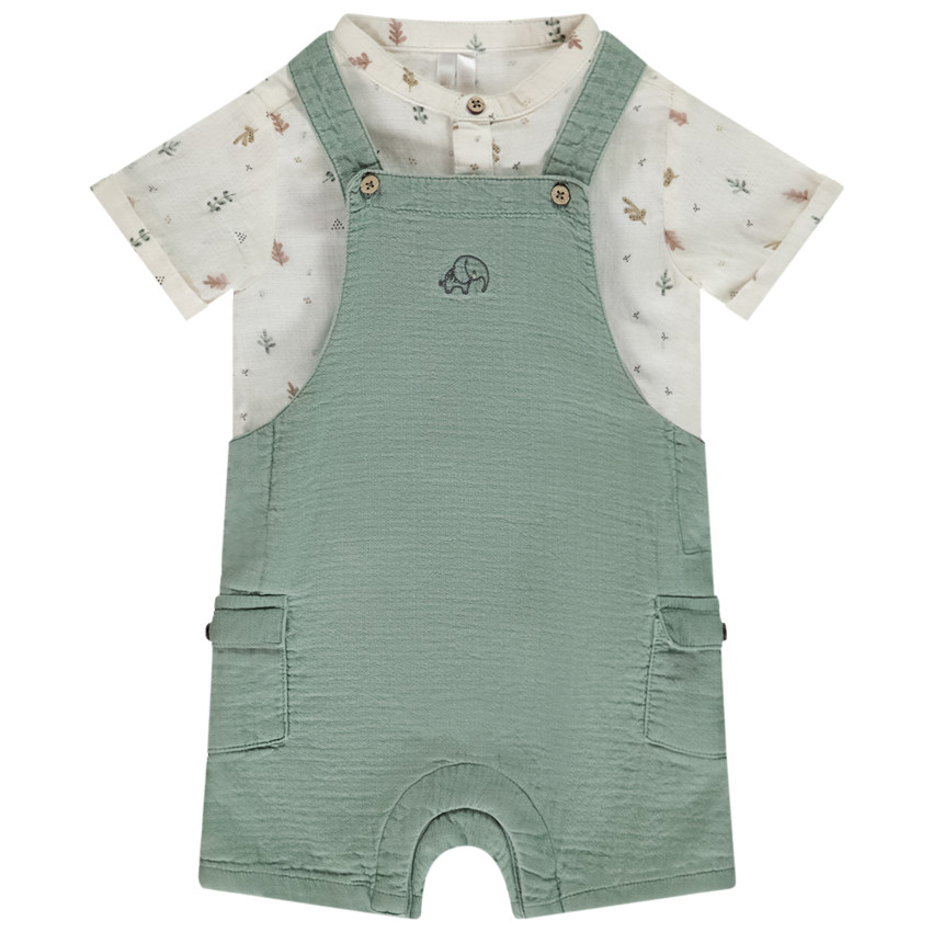 Σετ 2 τμχ. με κεντημένη σαλοπέτα για μωρό αγόρι 