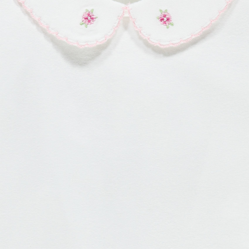 Tee-shirt manches longues avec col Claudine et broderies 