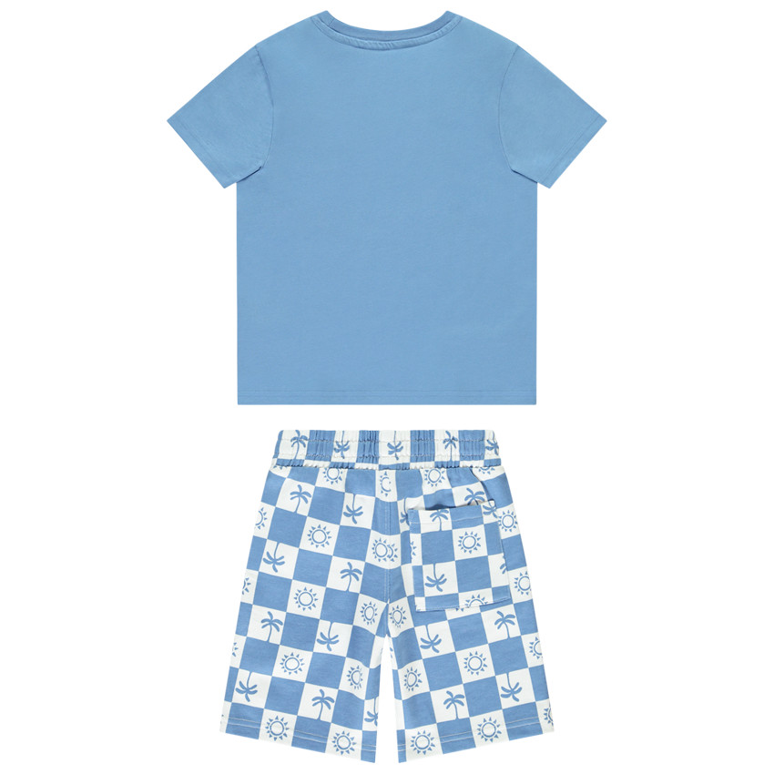 Σετ κοντομάνικου μπλουζιού jersey με σχέδιο και καρό βερμούδα molleton για αγόρι Great Greece 
