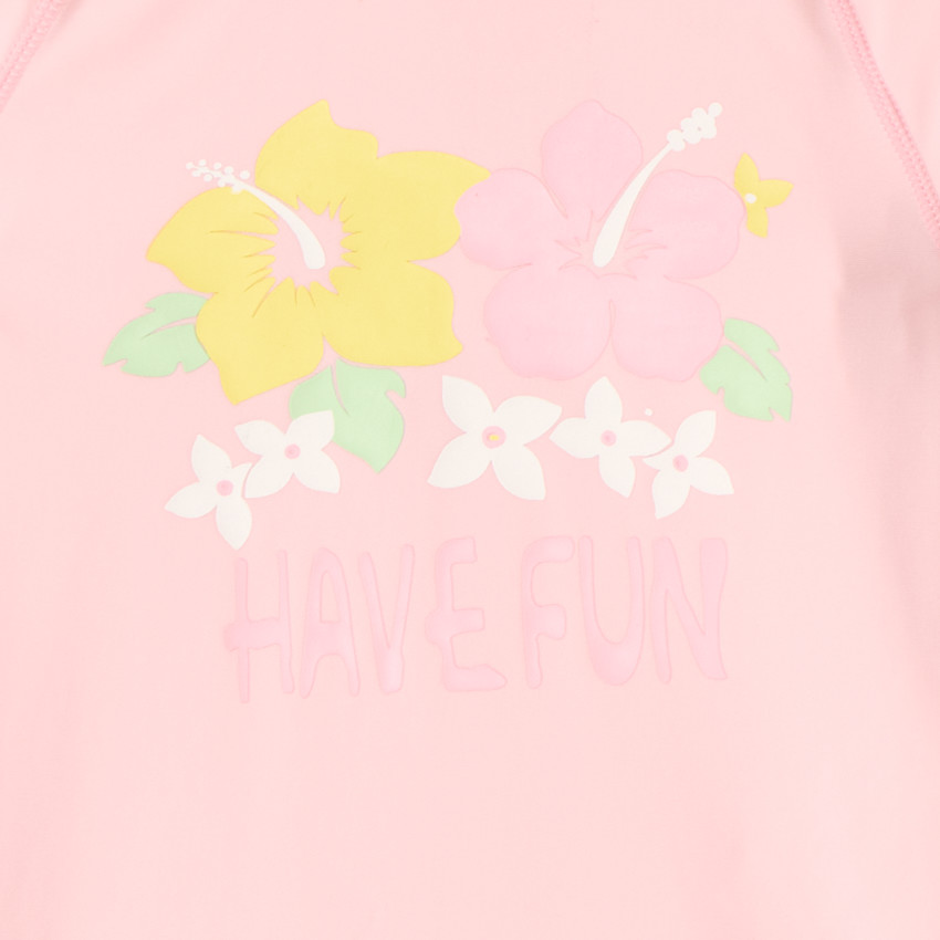 T-shirt à manches longues anti-UV SPF 50+ avec imprimé hibiscus pour fille 