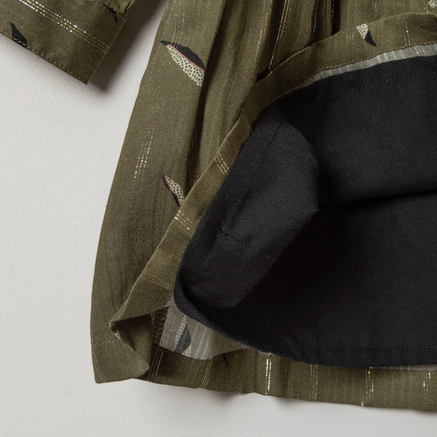 Robe manches longues à imprimé all-over et col effet cuir 