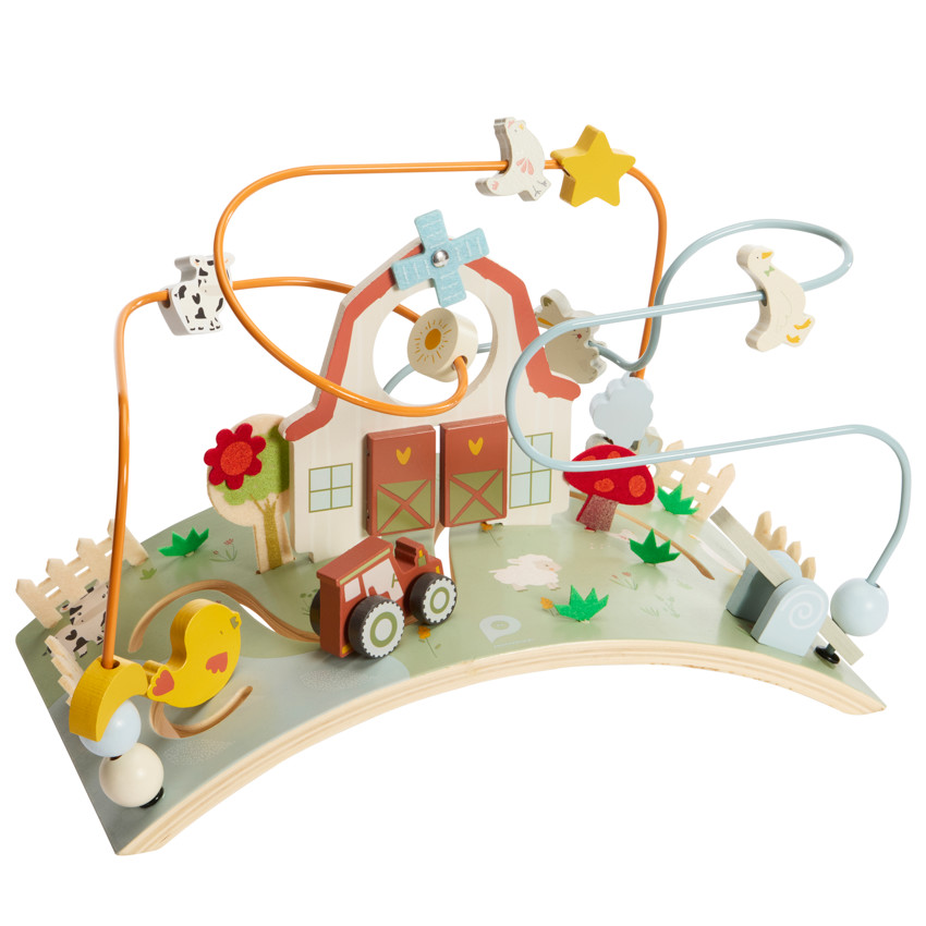 Πίνακας δραστηριοτήτων από ξύλο με σπείρες Φάρμα 