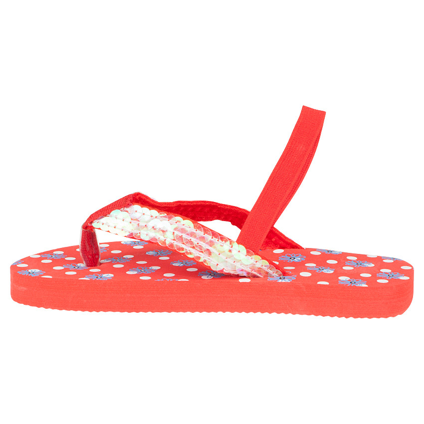 Tongs avec bride élastiquée et sequins fantaisie 