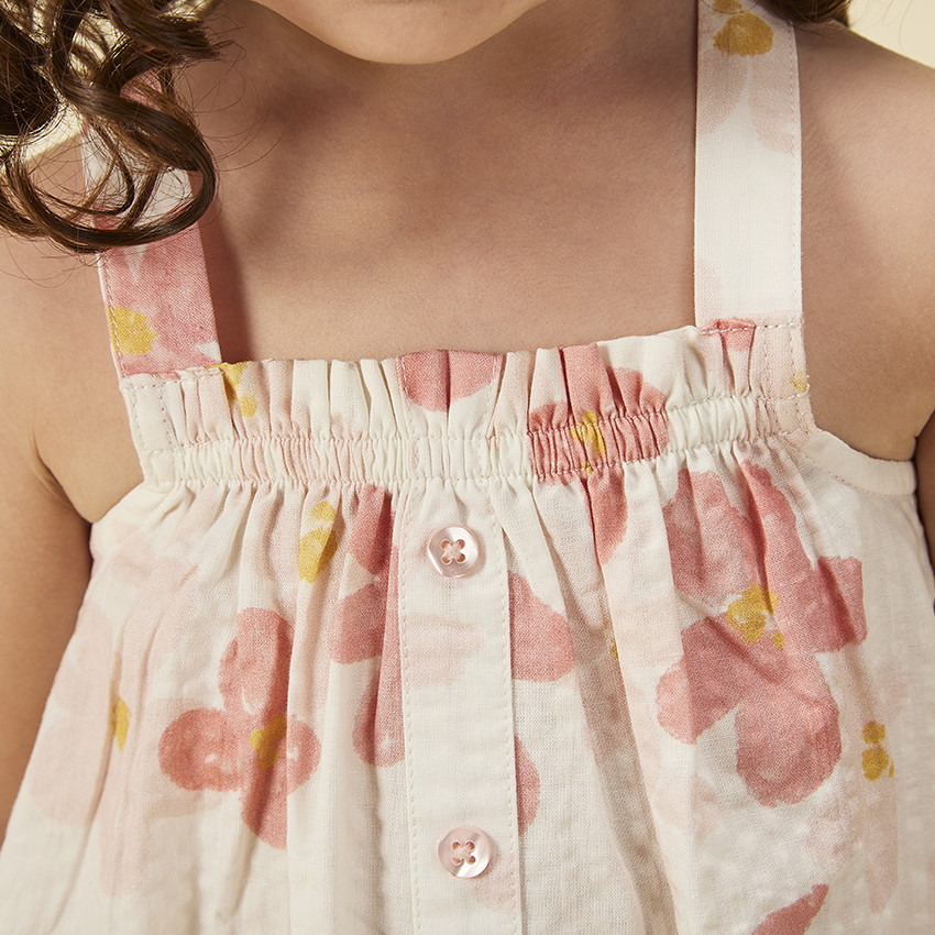 Σετ από seersucker με σχέδιο λουλούδια για bebe κορίτσι 