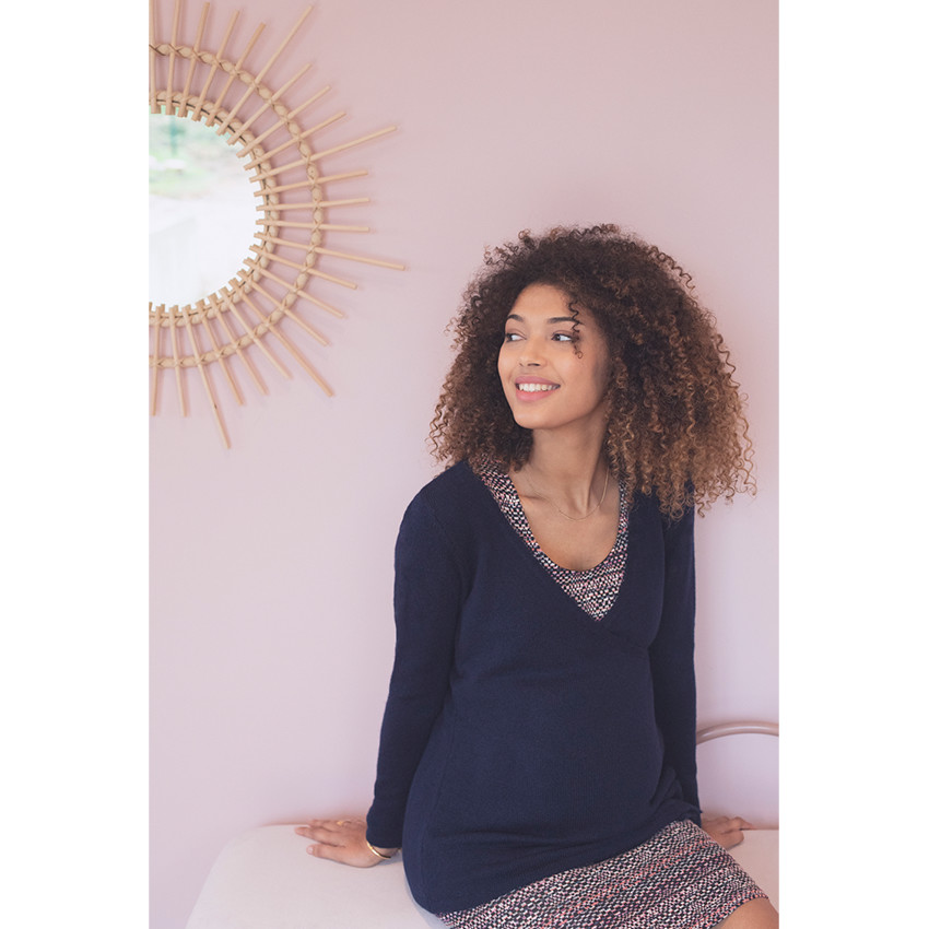 Πλεκτή ζακέτα εγκυμοσύνης με κρουαζέ άνοιγμα 