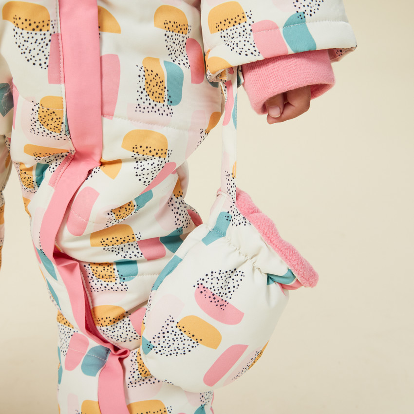 Σαλοπέτα σκι με σχέδιο arty και επένδυση για κορίτσι μωρού 