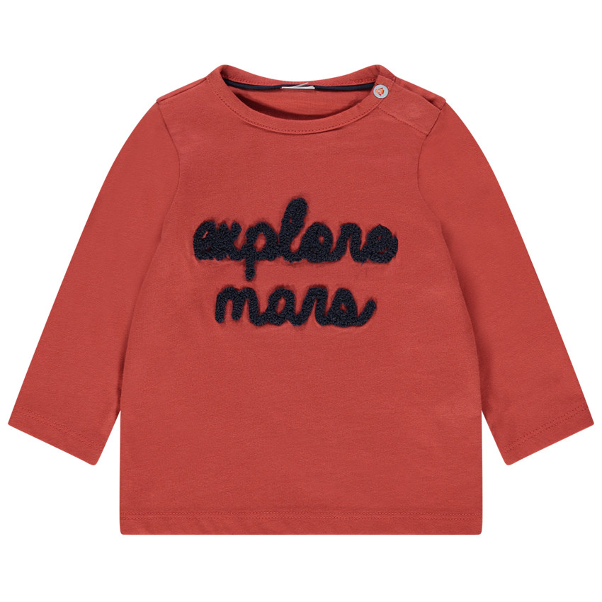 T-shirt manches longues en coton bio à inscription en bouclette  Additional T-shirt manches longues en coton bio à inscription en bouclette