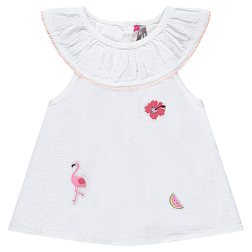 Μπλούζα από βαμβακερό βουάλ ύφασμα με μπαλώματα 