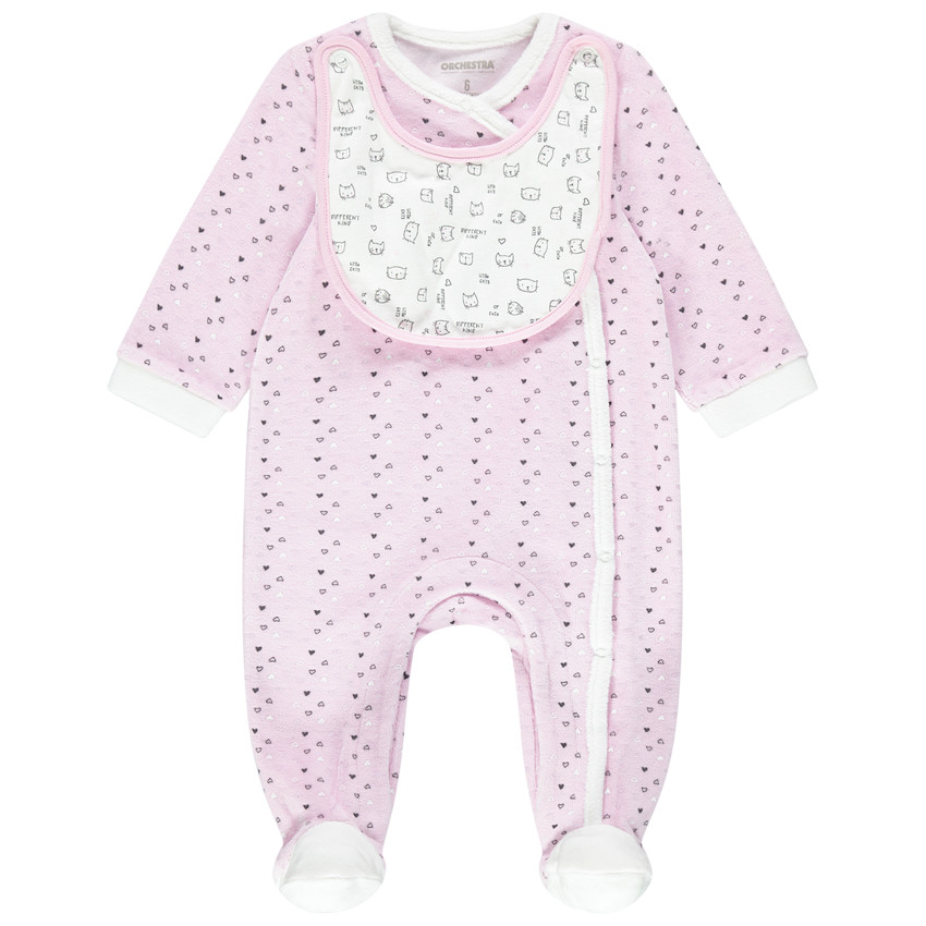 Σετ με 2 φορμάκια ύπνου βελουτέ με αφαιρούμενη ενσωματωμένη σαλιάρα  