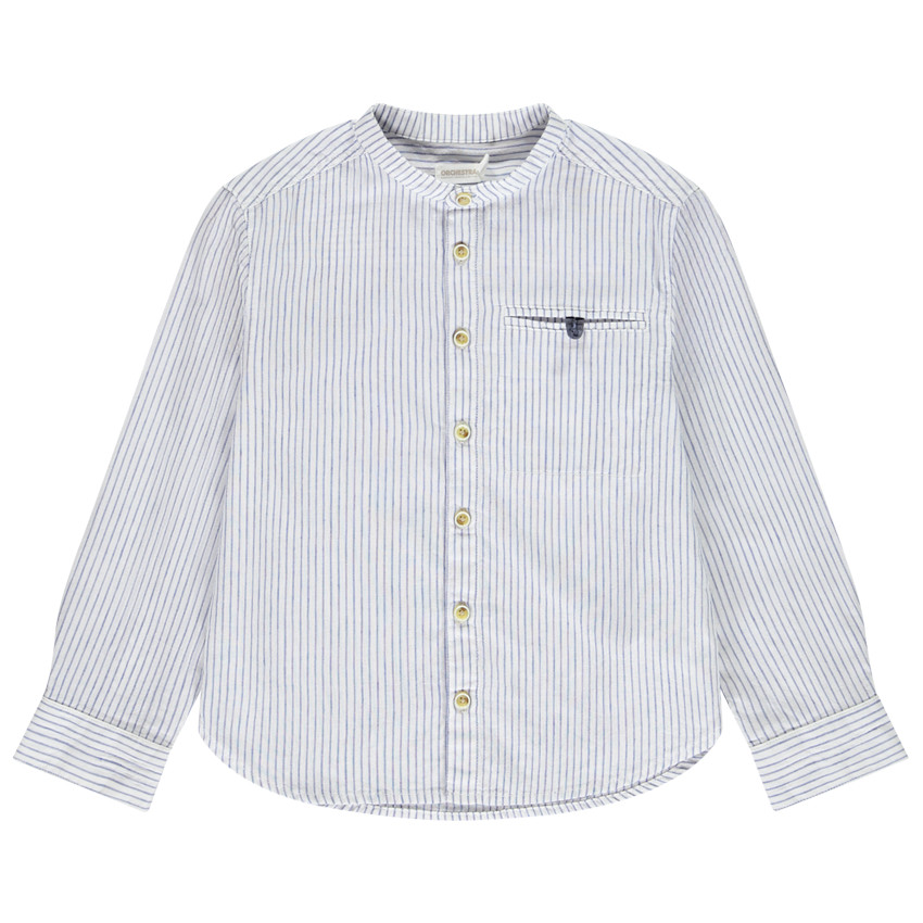 Πουκάμισο μακρυμάνικο με ριγέ σχέδιο και γιακά mao για αγόρι 