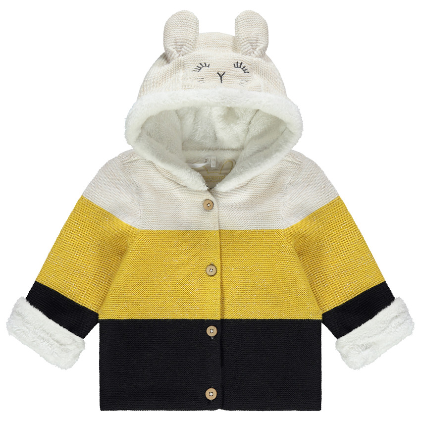 Veste en tricot tricolore doublée sherpa  Additional Veste en tricot tricolore doublée sherpa