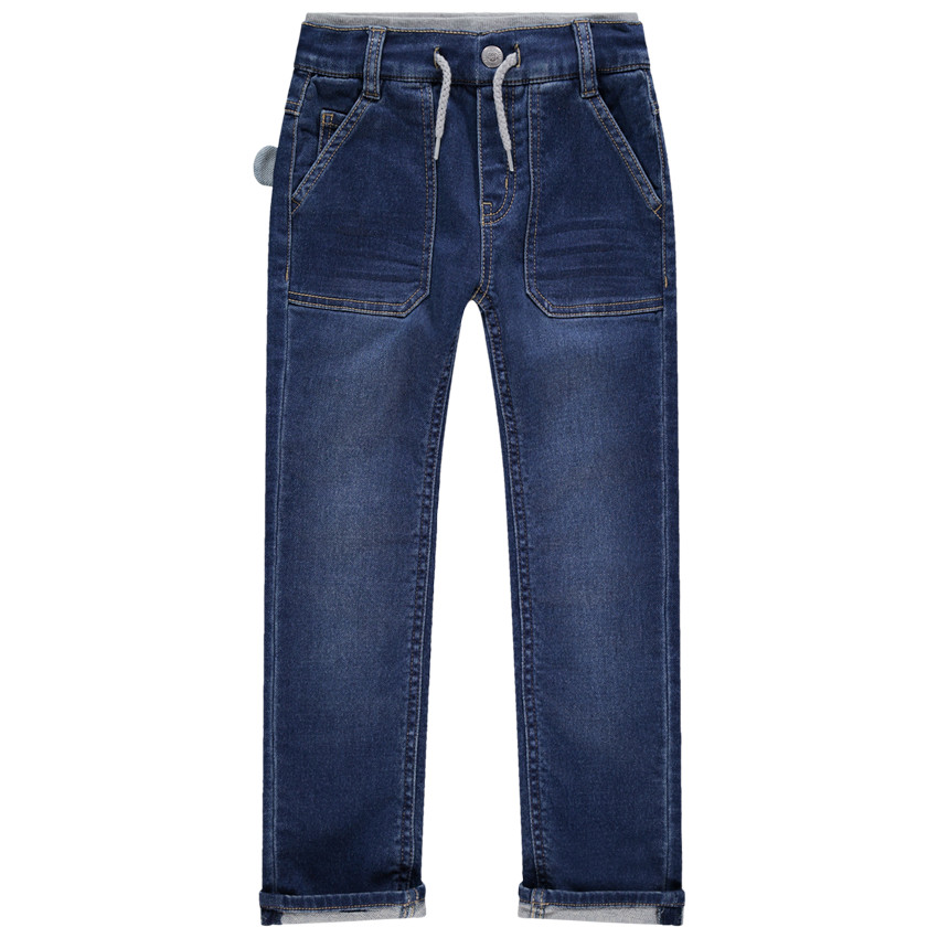 Jean droit effet used à poche fantaisie  