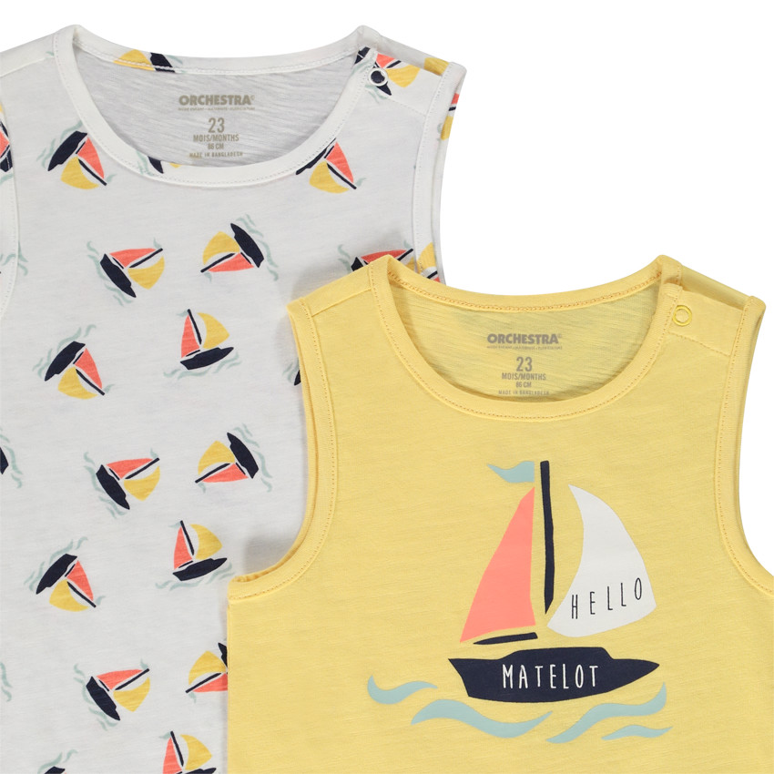Σετ από 2 αμάνικα μπλουζάκια από jersey για bebe αγόρι 