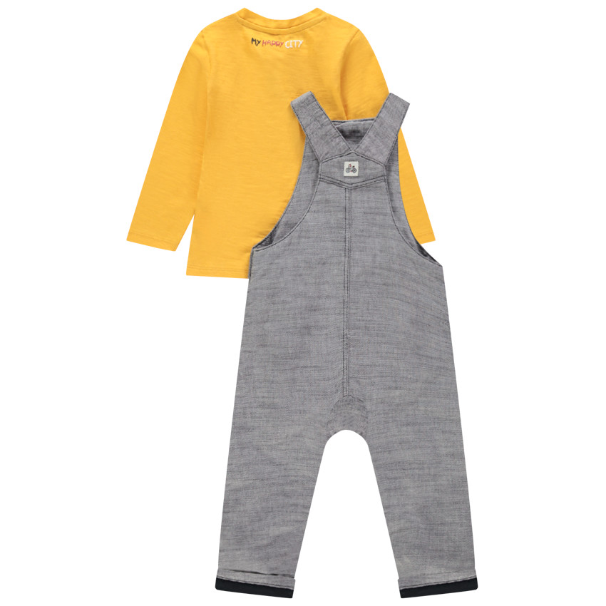 Σετ t-shirt μακρυμάνικο και  Σαλοπέτα γκρι για bebe αγόρι 