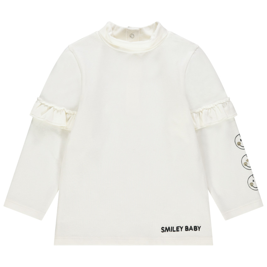 Sous-pull col cheminée à volants et motifs Smiley  Additional Sous-pull col cheminée à volants et motifs Smiley