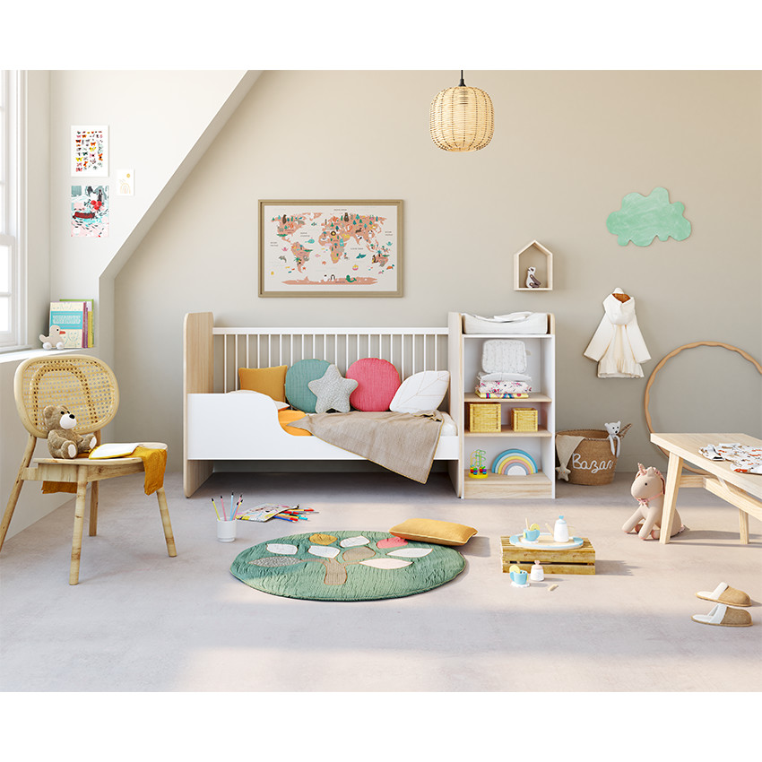 Διακοσμητικό μαξιλάρι από τετράγωνο ύφασμα, μετατρέψιμο σε προστατευτικό για κρεβάτι ή πάρκο 