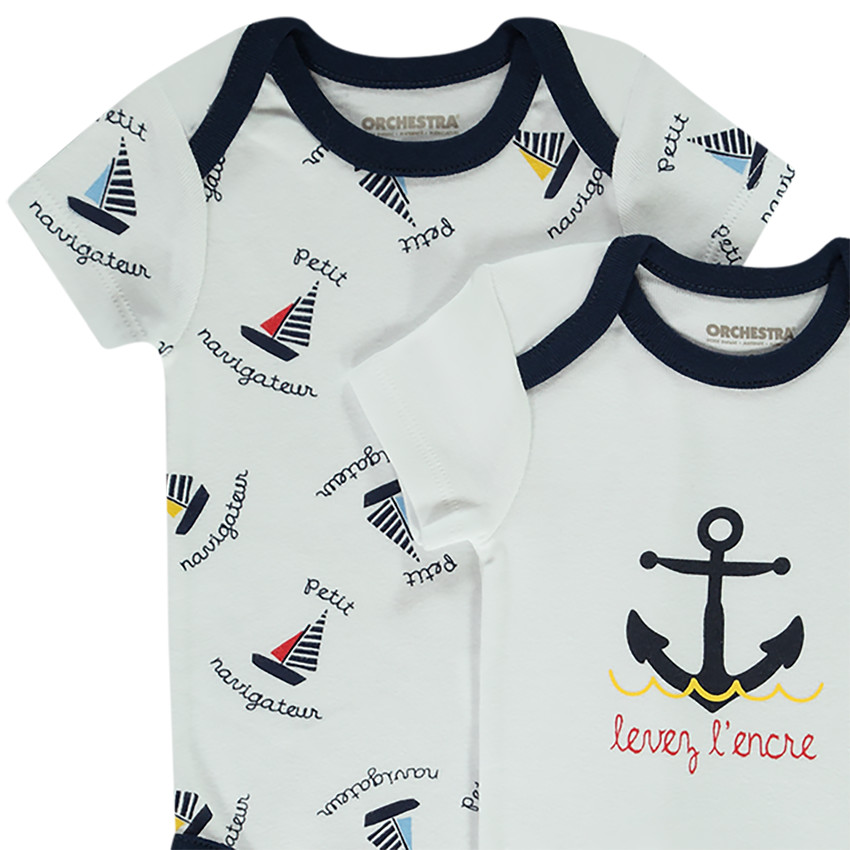 Lot de 7 bodies imprimé voiliers pour bébé garçon 