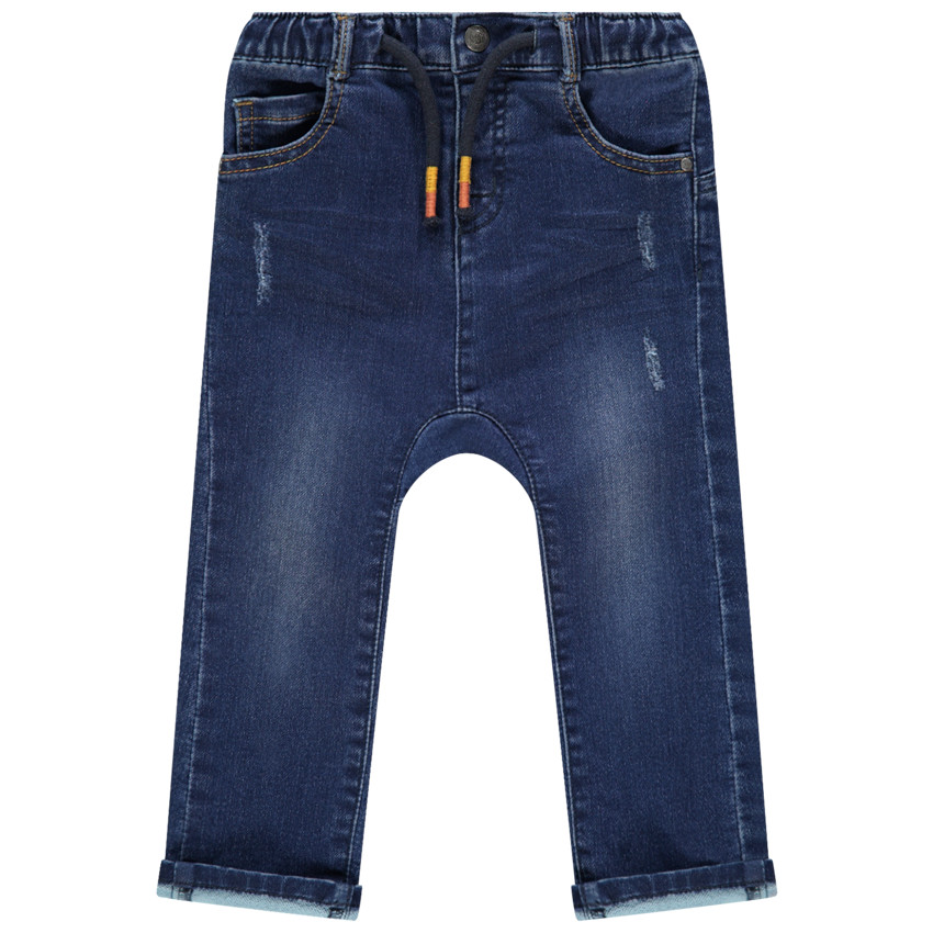 Jean effet used à animal brodé au dos  