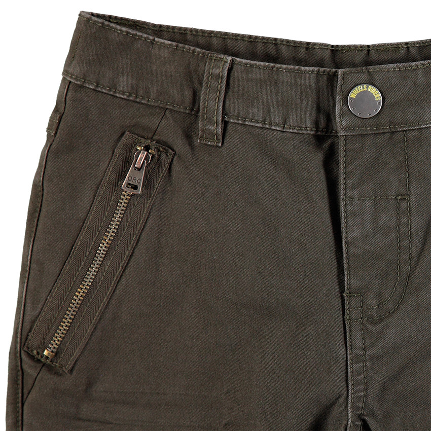 Βαμβακερό παντελόνι νηματοβαφή με φερμουάρ στις τσέπες 