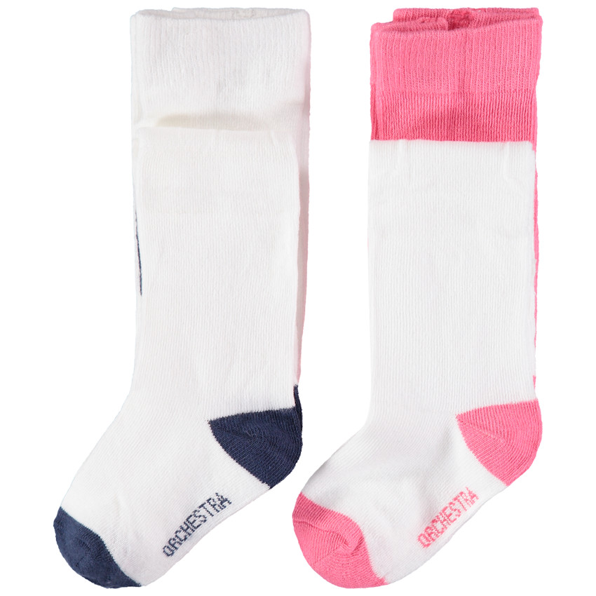 Σετ 2 χοντρά καλσόν με ζακάρ καρδούλες 