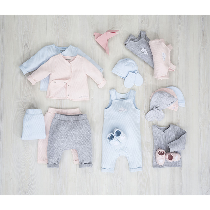 Ζακέτα καπιτονέ σιέλ με τύπωμα 