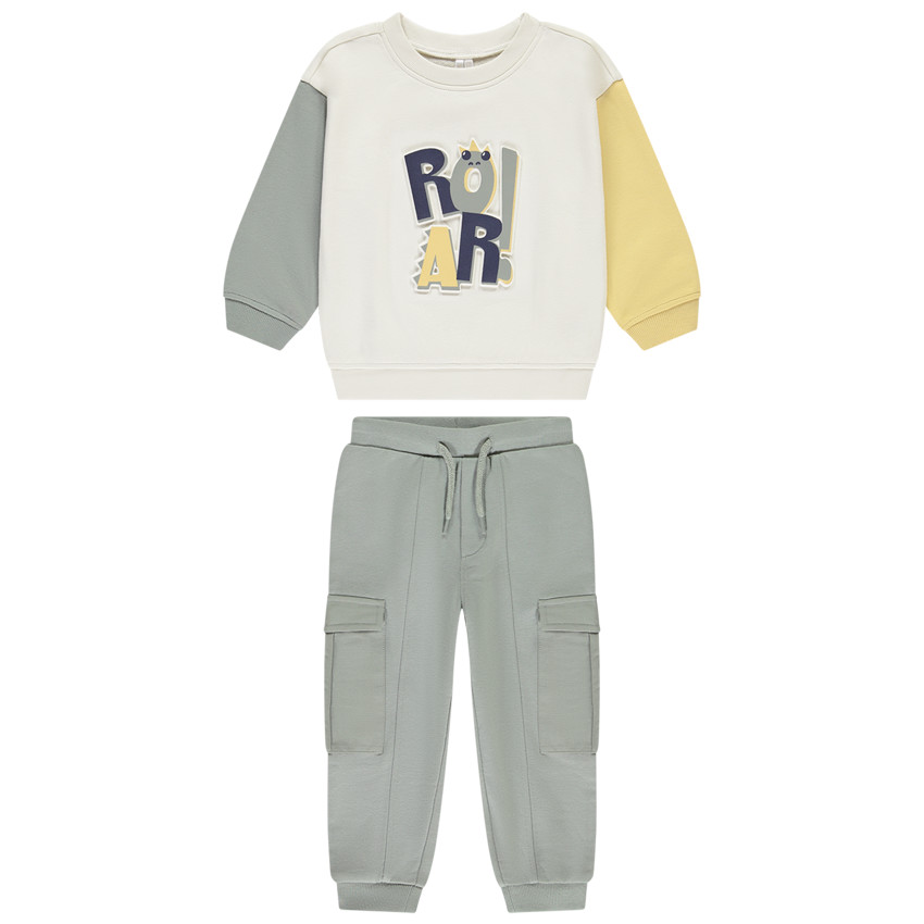 Σετ φόρμας από molleton με εφέ color block για bebe αγόρι 