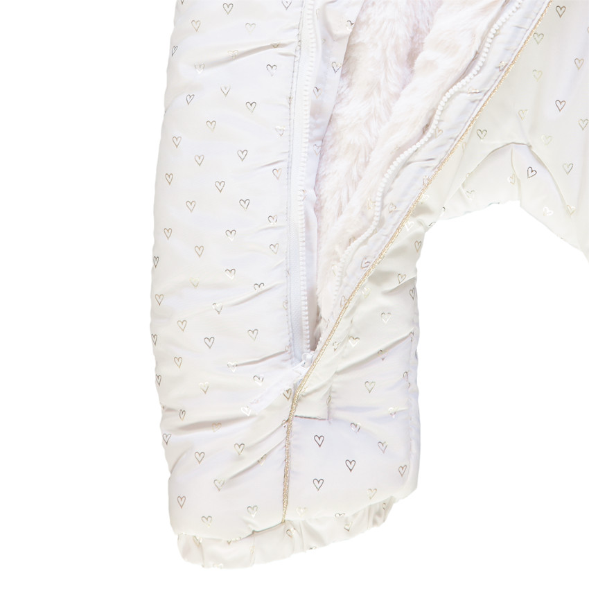 Combi-pilote με καρδιές ασημί με επένδυση sherpa για bebe κορίτσι 