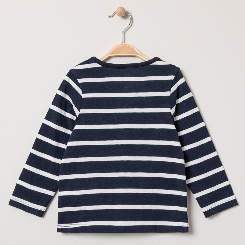 T-shirt μακρυμάνικο ριγέ με τσέπη 