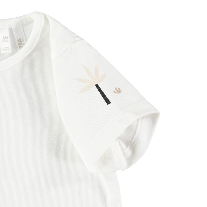 Σύνολο μπλούζα με σούστες στην πλάτη και ριγέ σαλοπέτα 