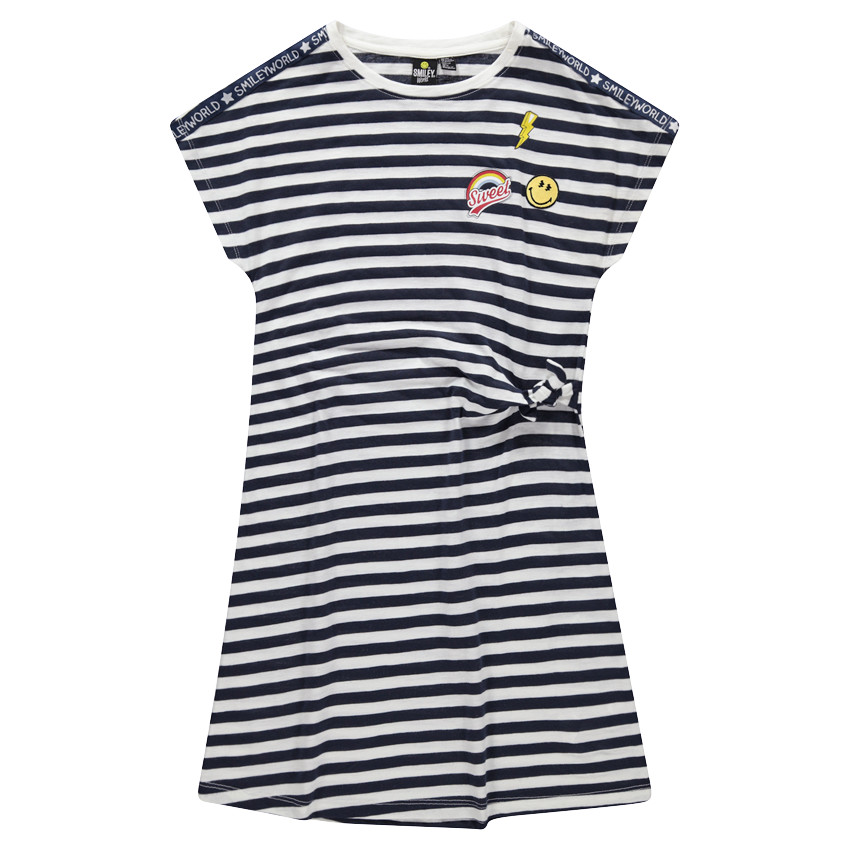 Παιδικά - Κοντομάνικο ριγέ φόρεμα με σήματα ©Smiley 