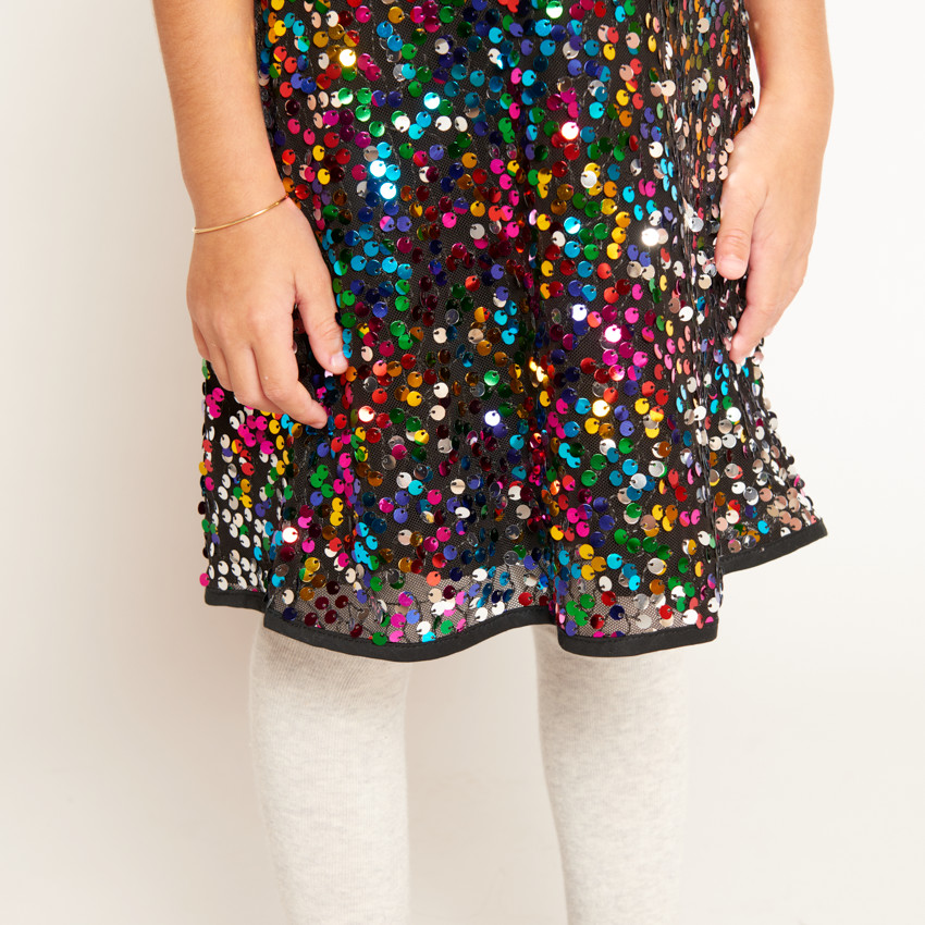 Robe de fête à sequins multicolores pour fille 