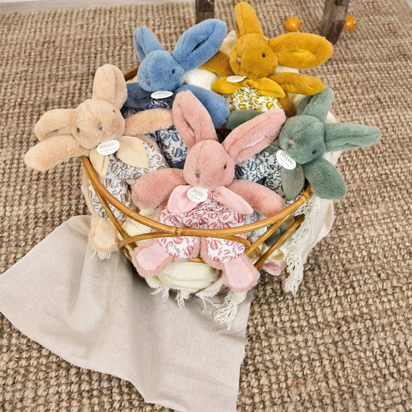 Doudou plat Lapin 18 cm vert sauge 