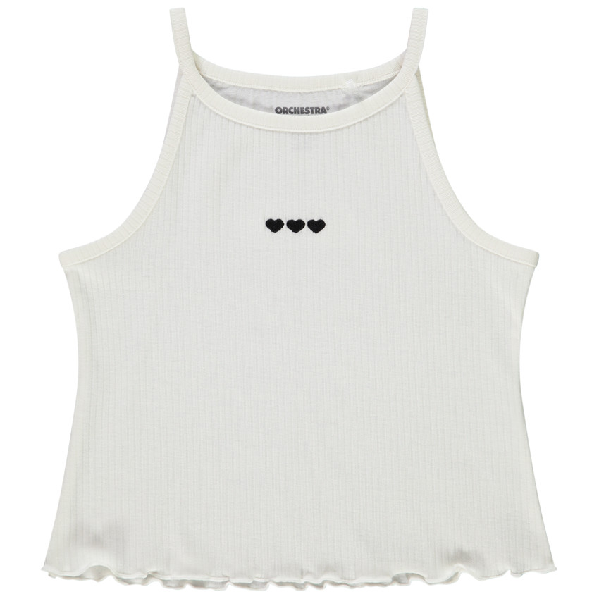 Αμάνικο μπλουζάκι με εφέ ριπ και κεντήματα για κορίτσι 