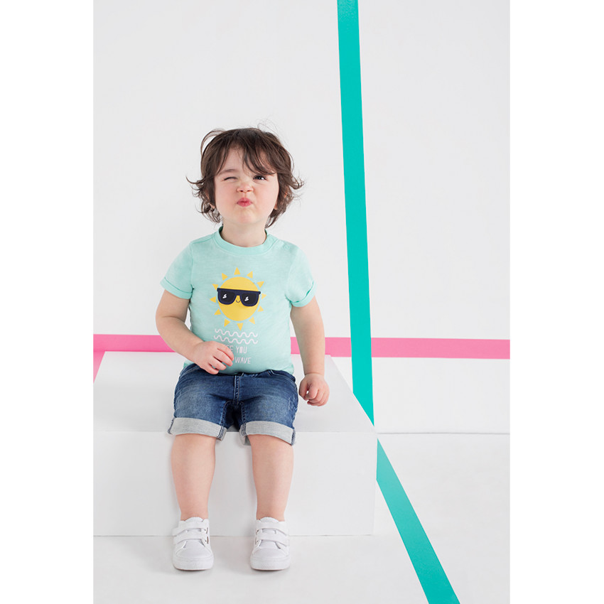 Βερμούδα από φούτερ με εφέ denim used 