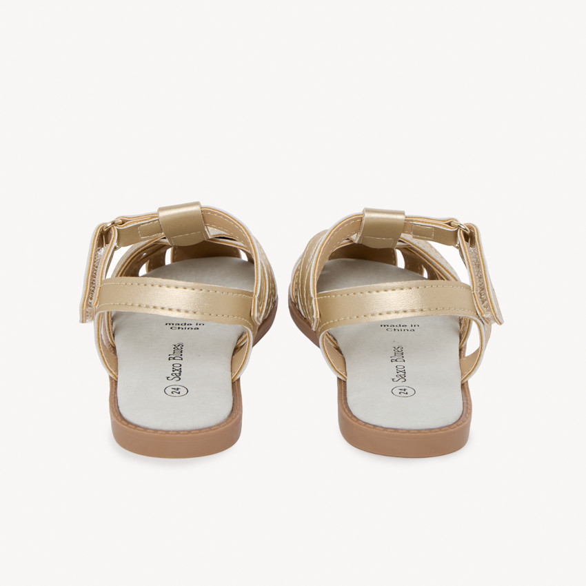 Σανδάλια από χρυσό πλεκτό δέρμα για κορίτσι 