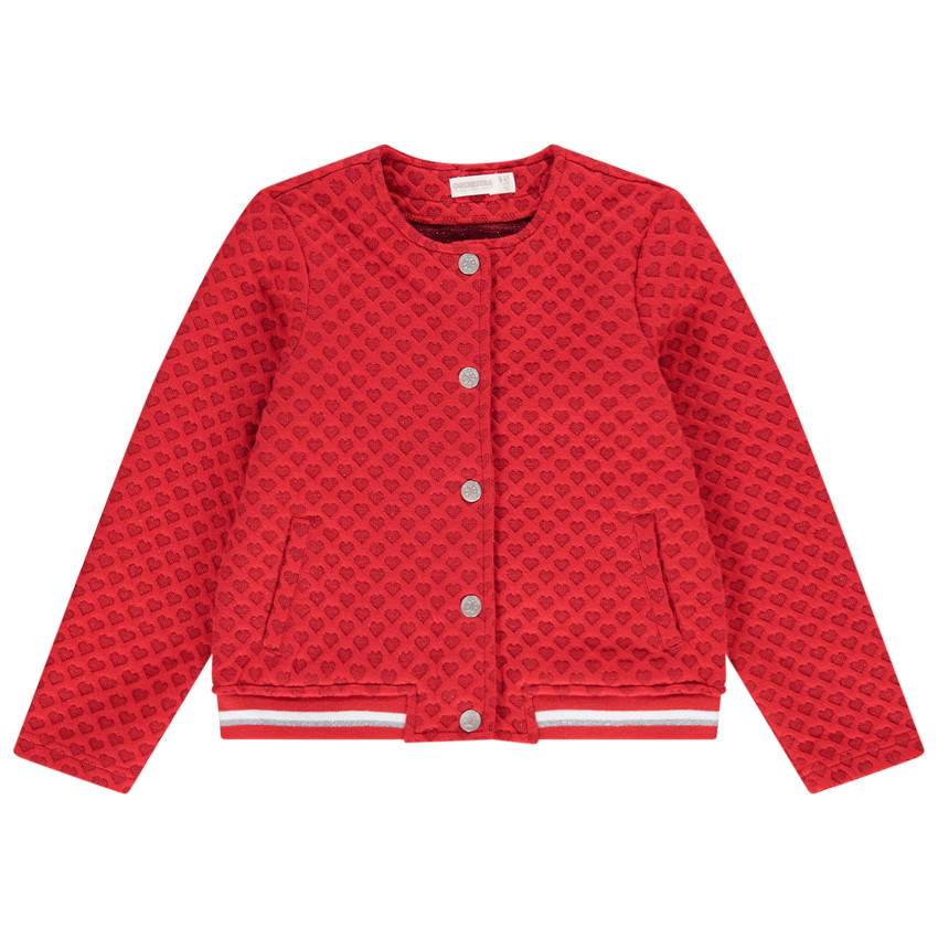 Ζακέτα molleton κόκκινη με καρδιές jacquard 