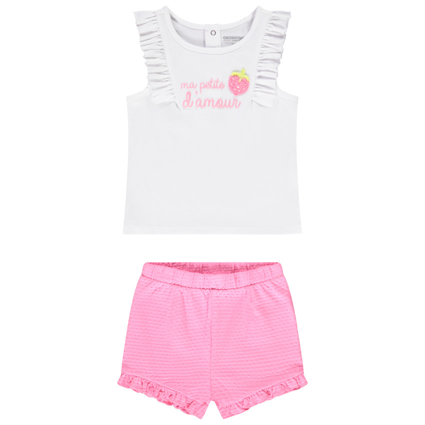 Σετ κοντό με σορτς εφέ κλοκέ για bebe κορίτσι 